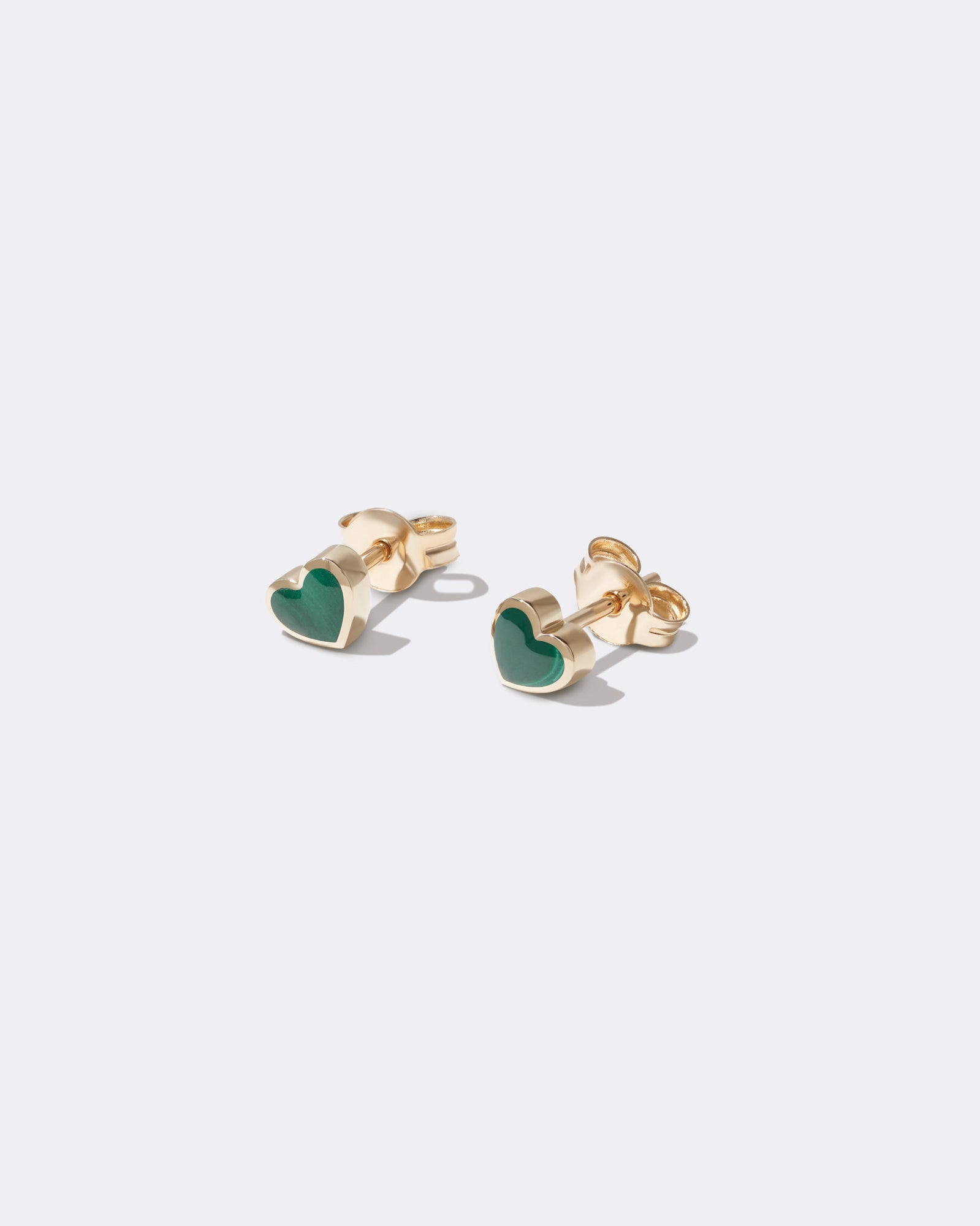Yellow gold Malachite heart earrings