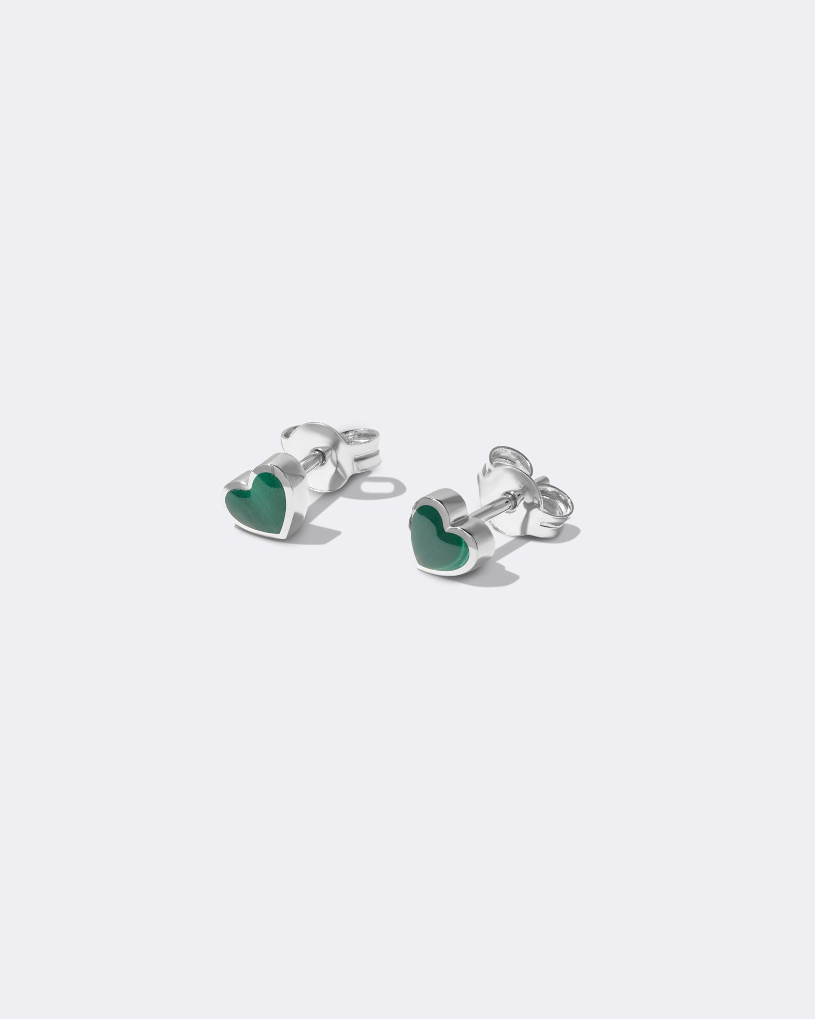 White gold Malachite heart earrings