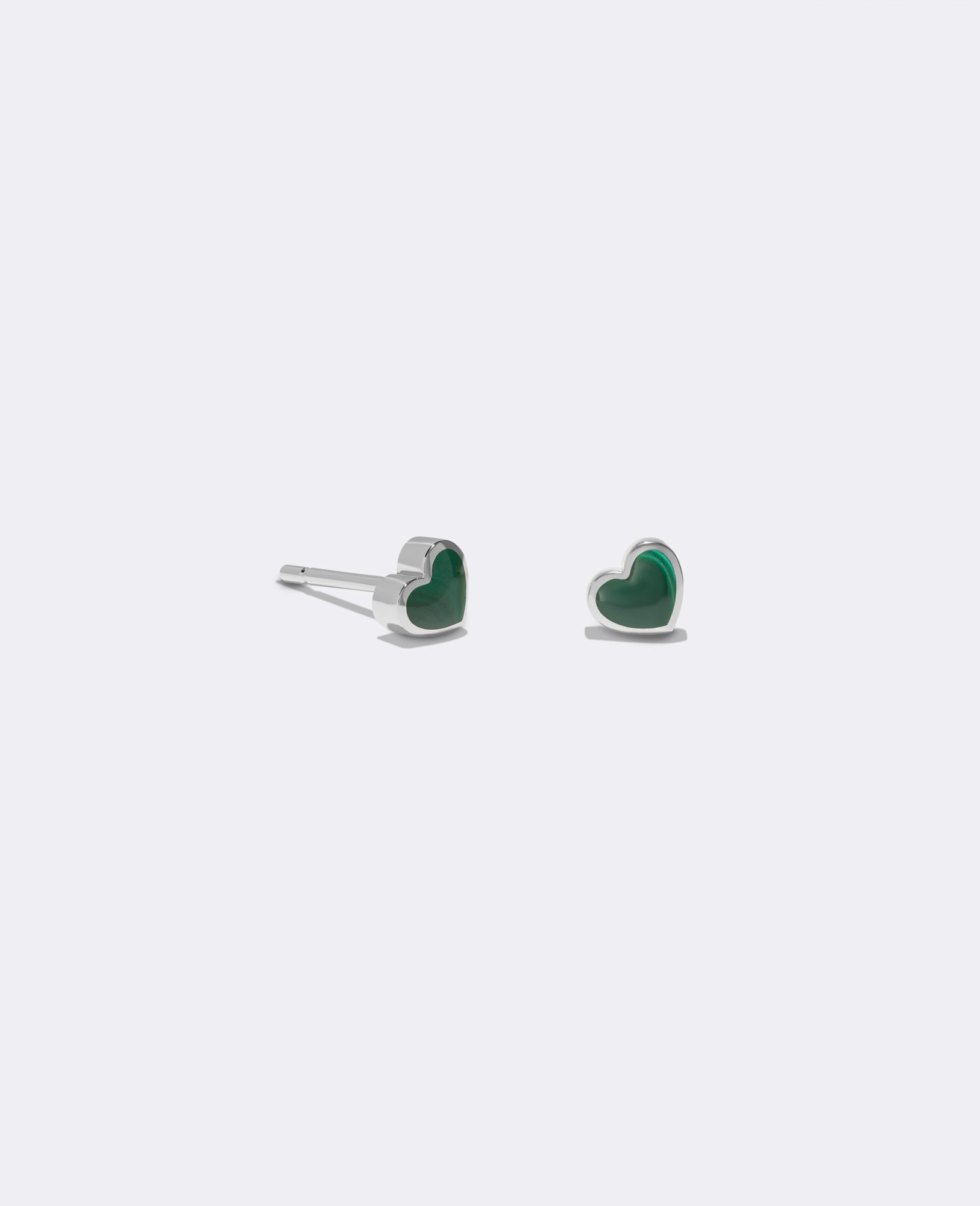 White gold Malachite heart earrings