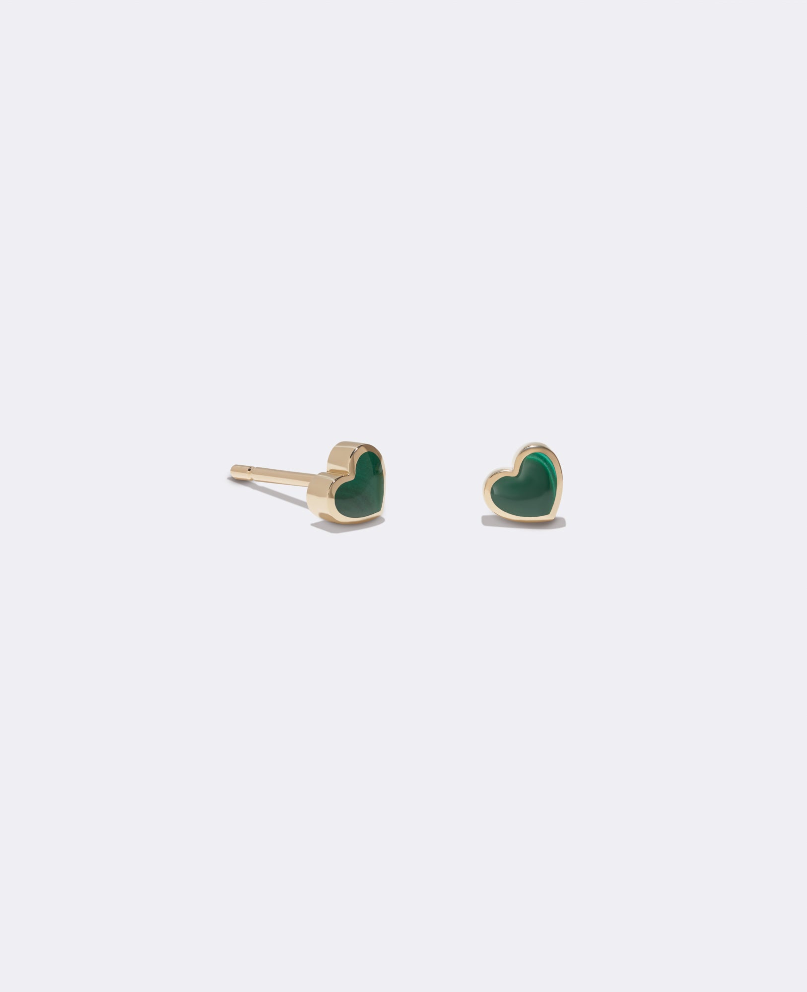 Yellow gold Malachite heart earrings