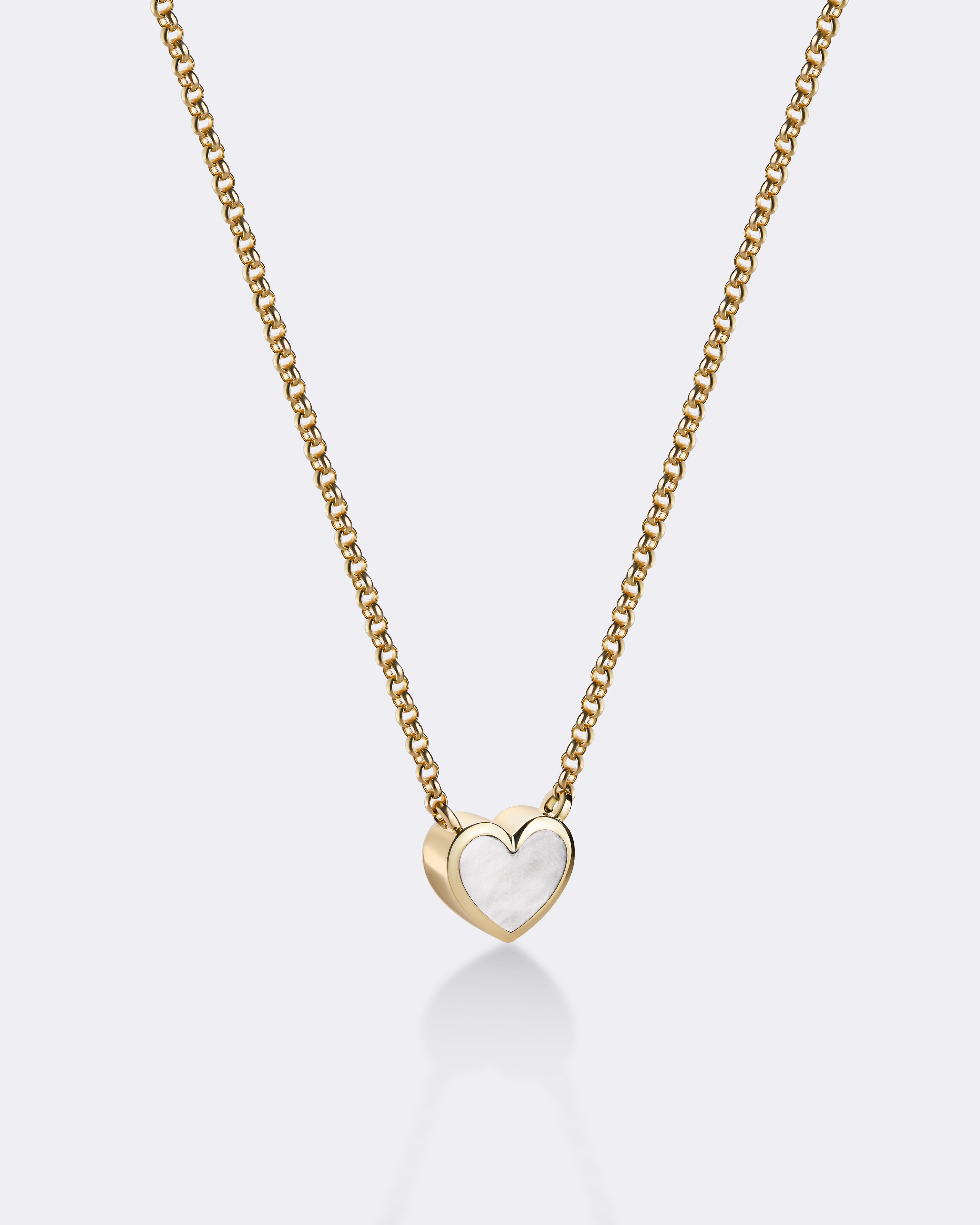 Yellow gold Pearl heart necklace