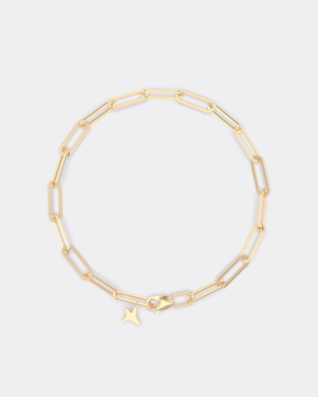Yellow gold paperclip chain bracelet