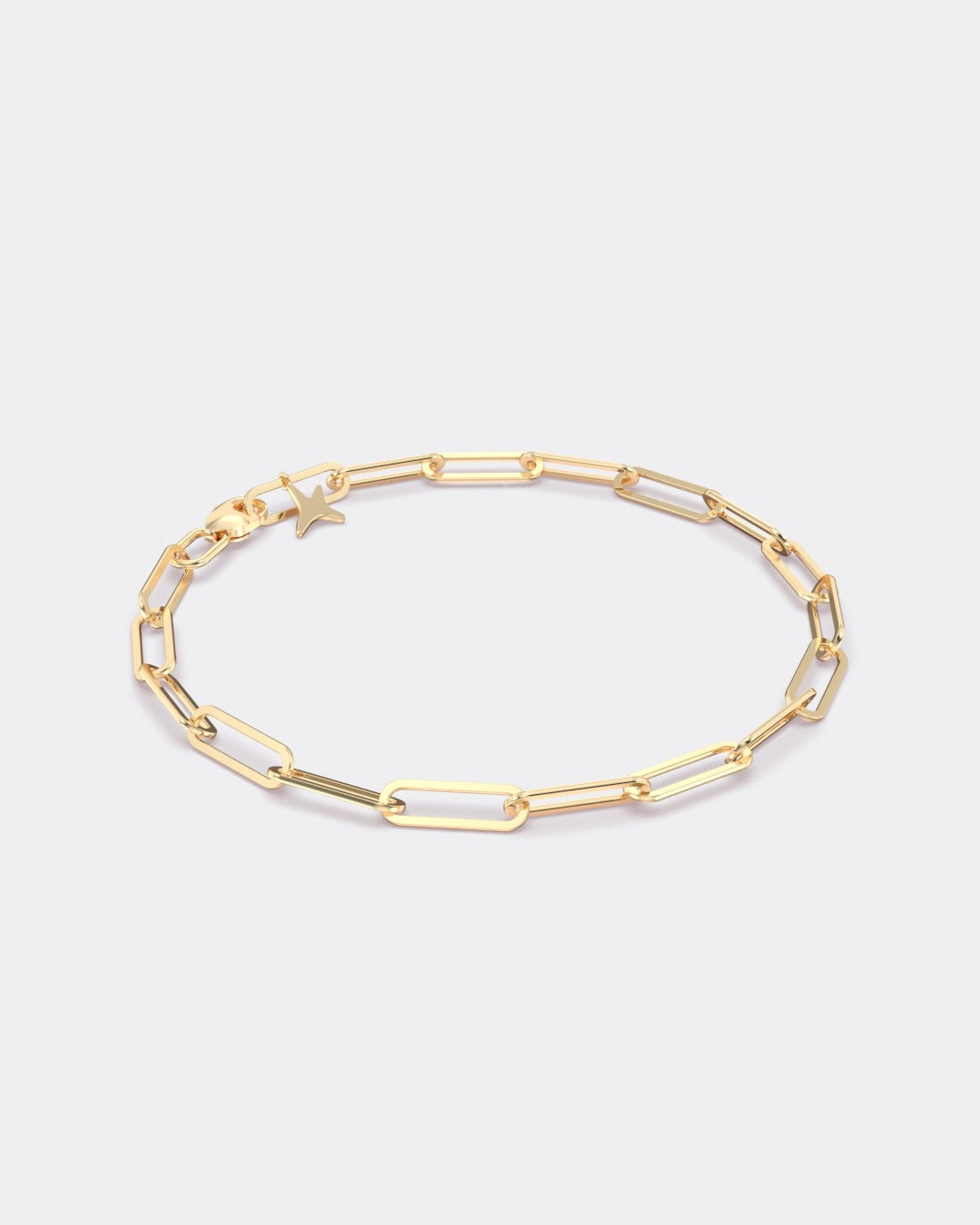 Yellow gold paperclip chain bracelet