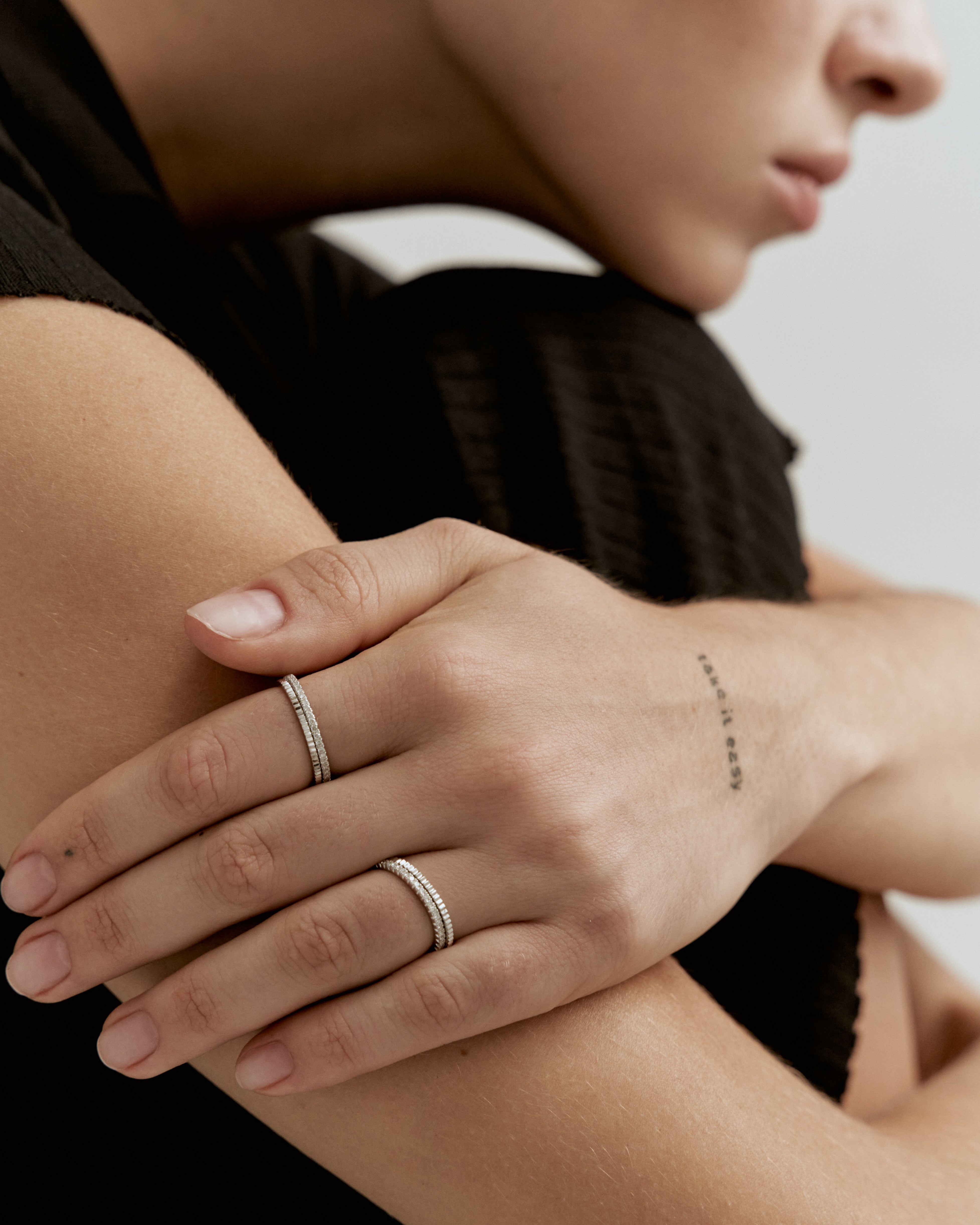 White gold coin ring
