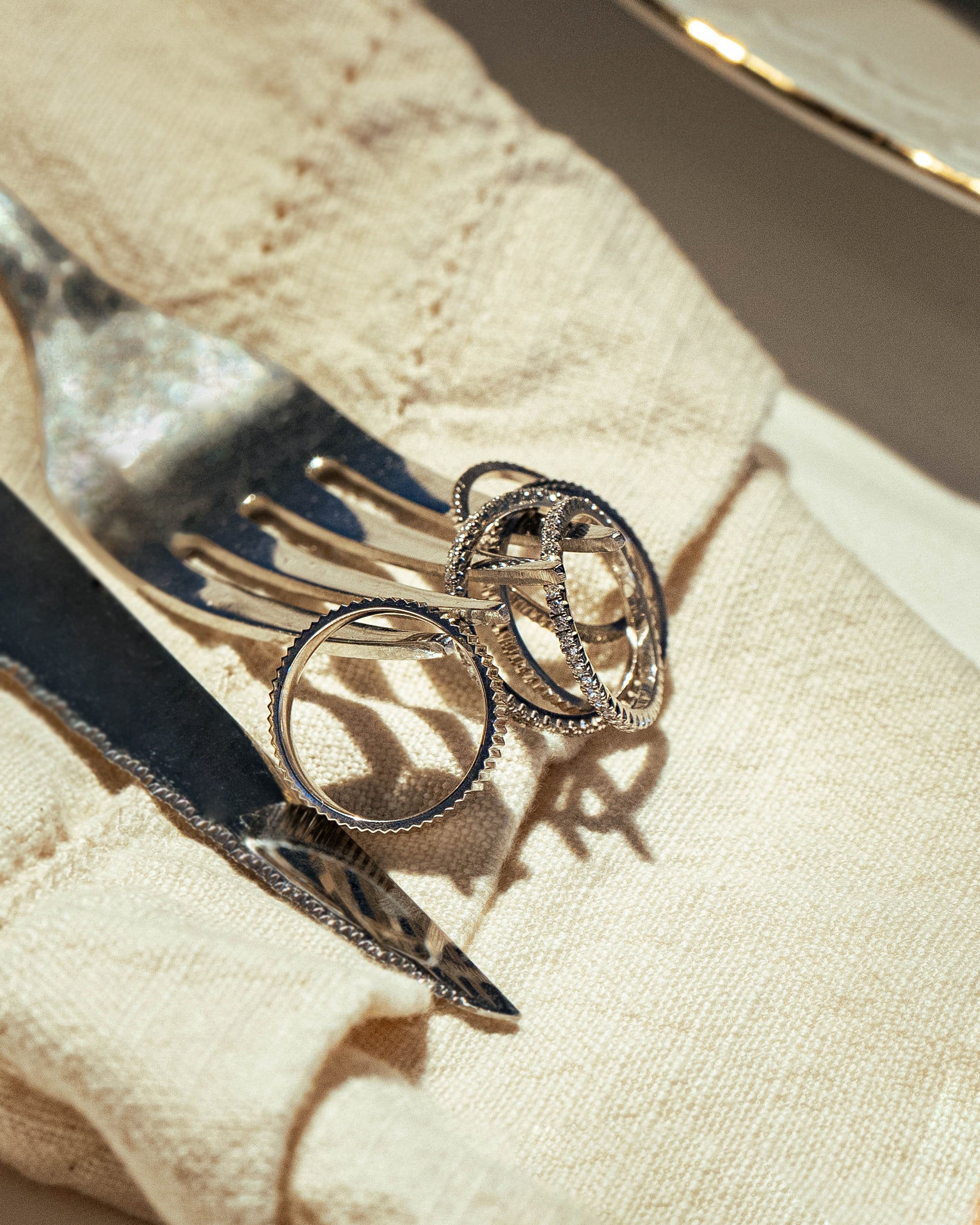 White gold diamond line ring