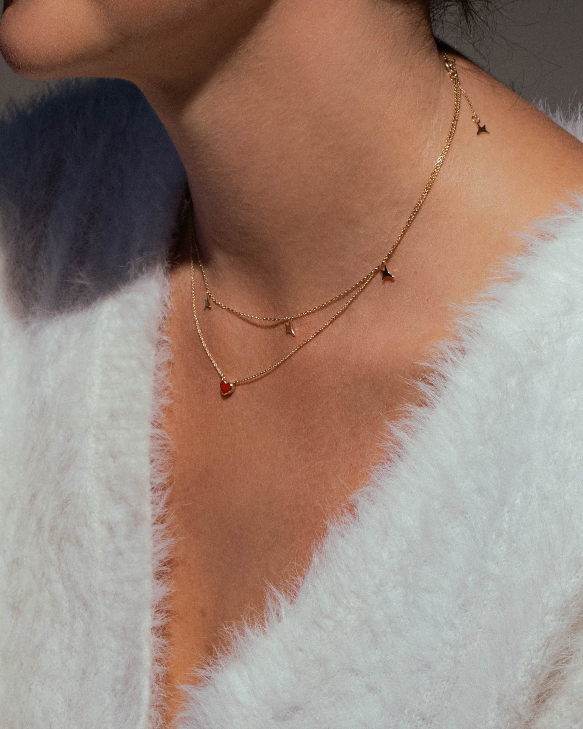 Yellow gold AUMI stars necklace
