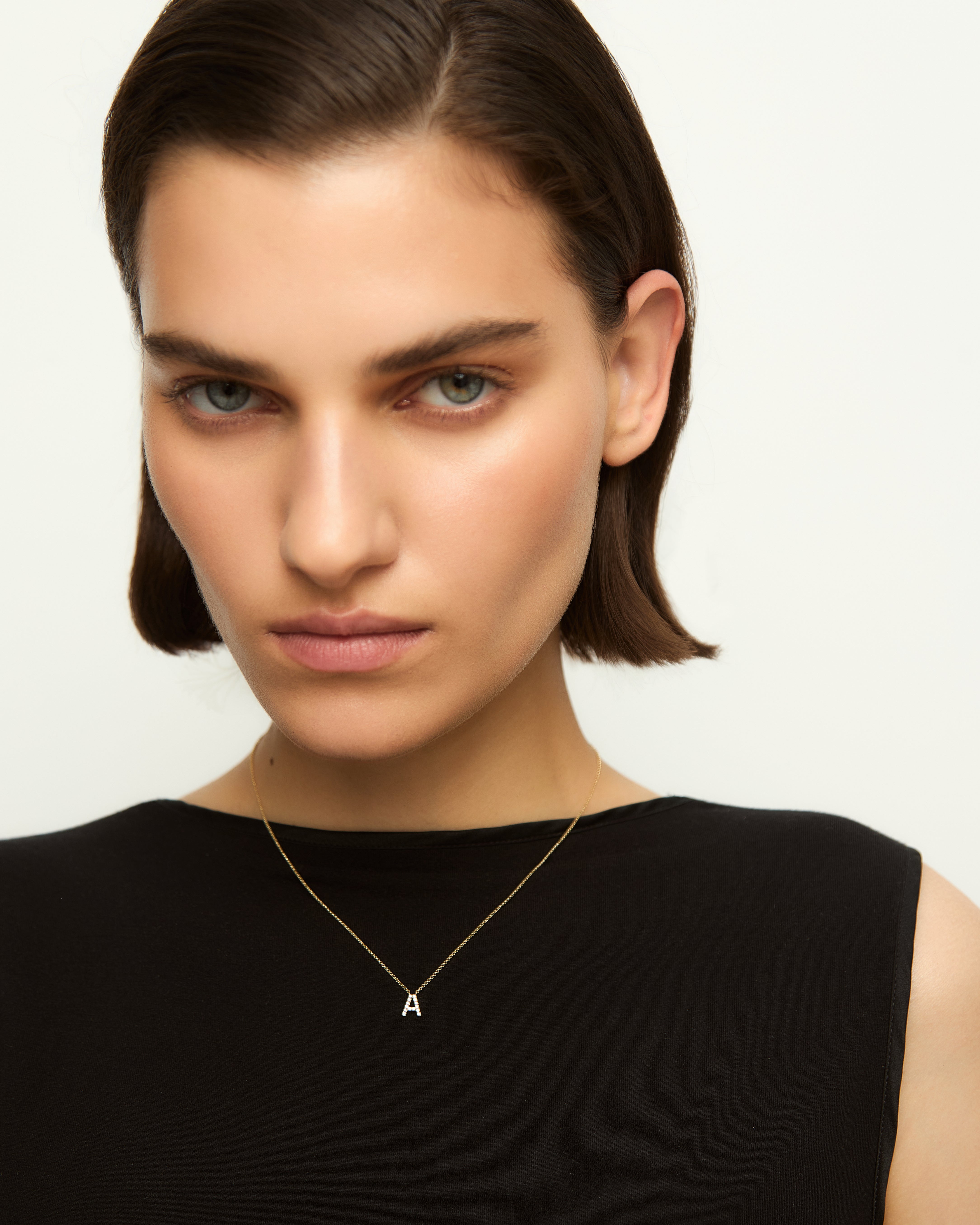 Yellow gold Diamond Letters necklace