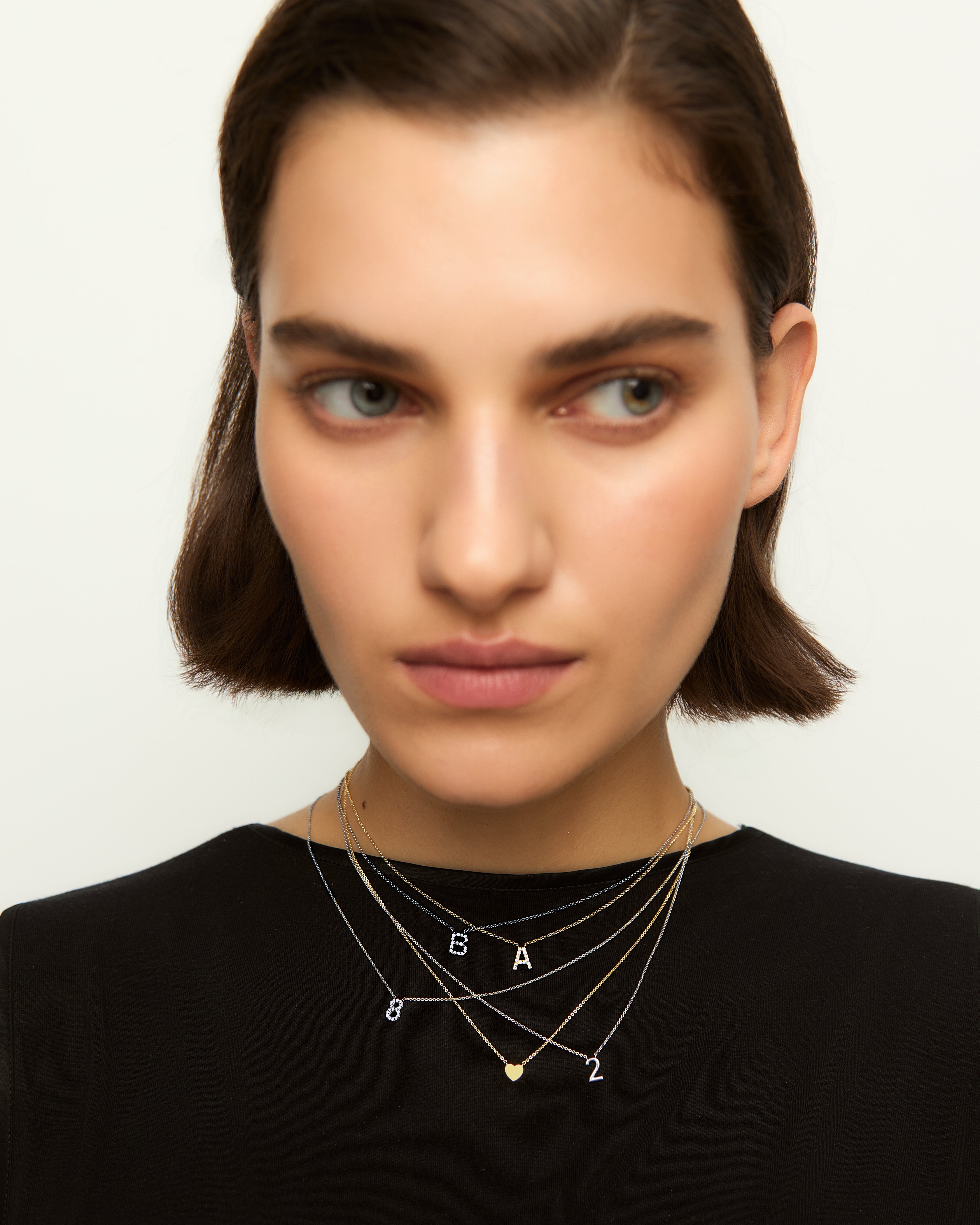 Yellow gold Diamond Letters necklace