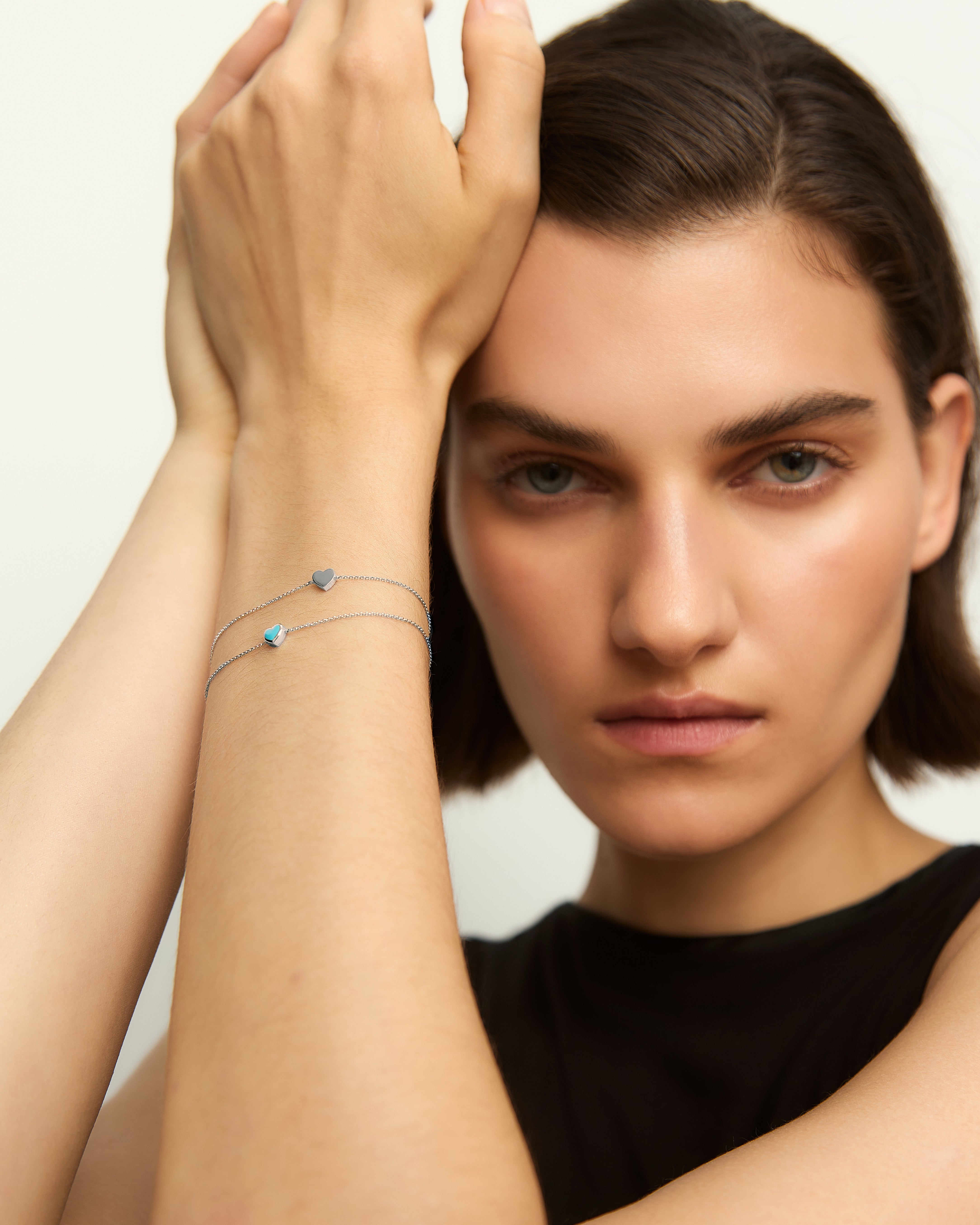 White gold Turquoise heart bracelet