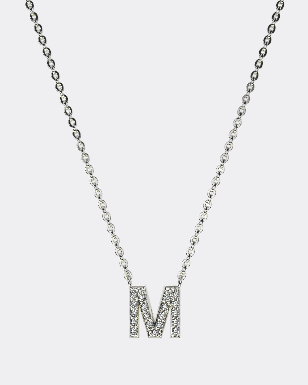White gold Diamond Letters necklace