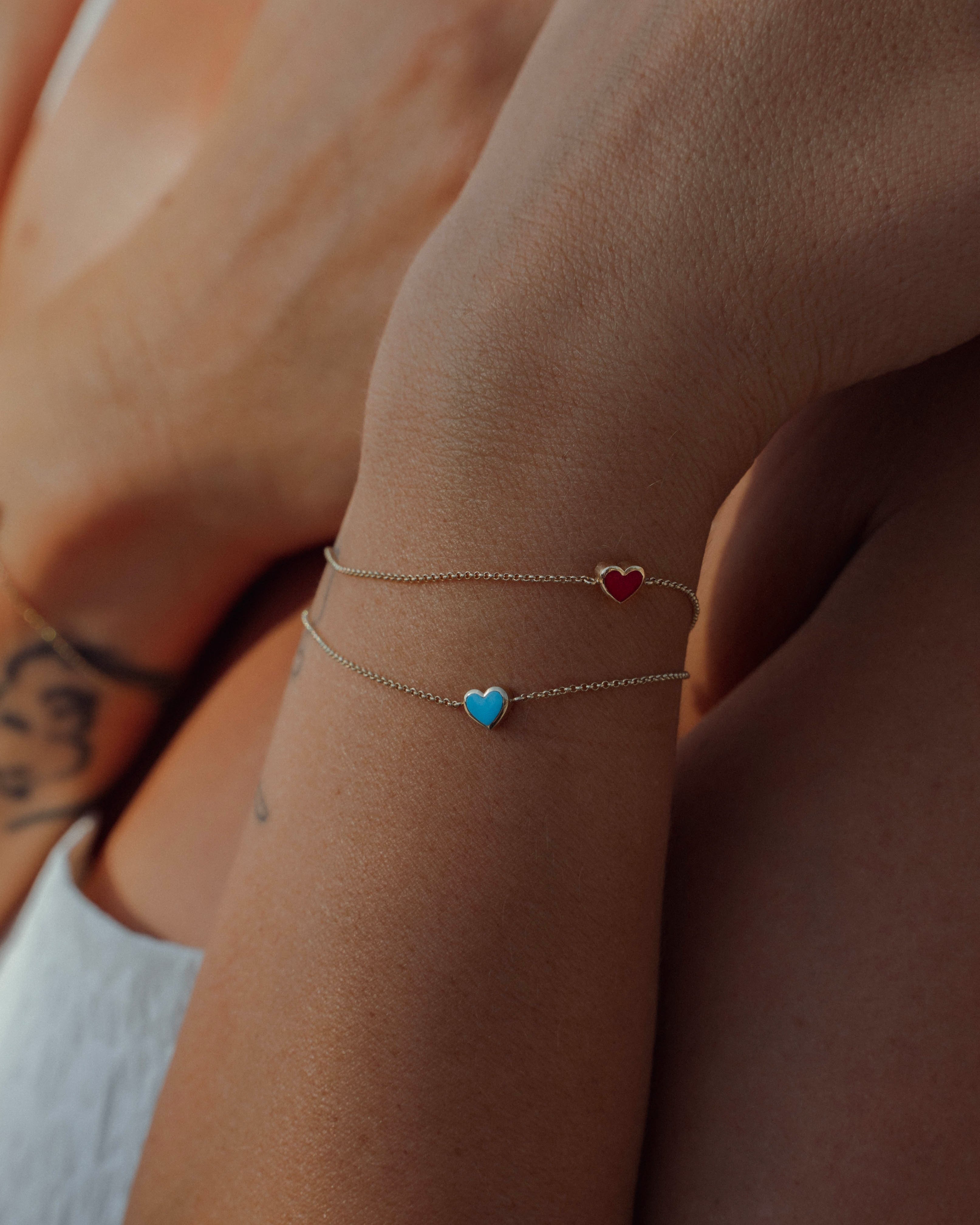 Yellow gold Coral heart bracelet