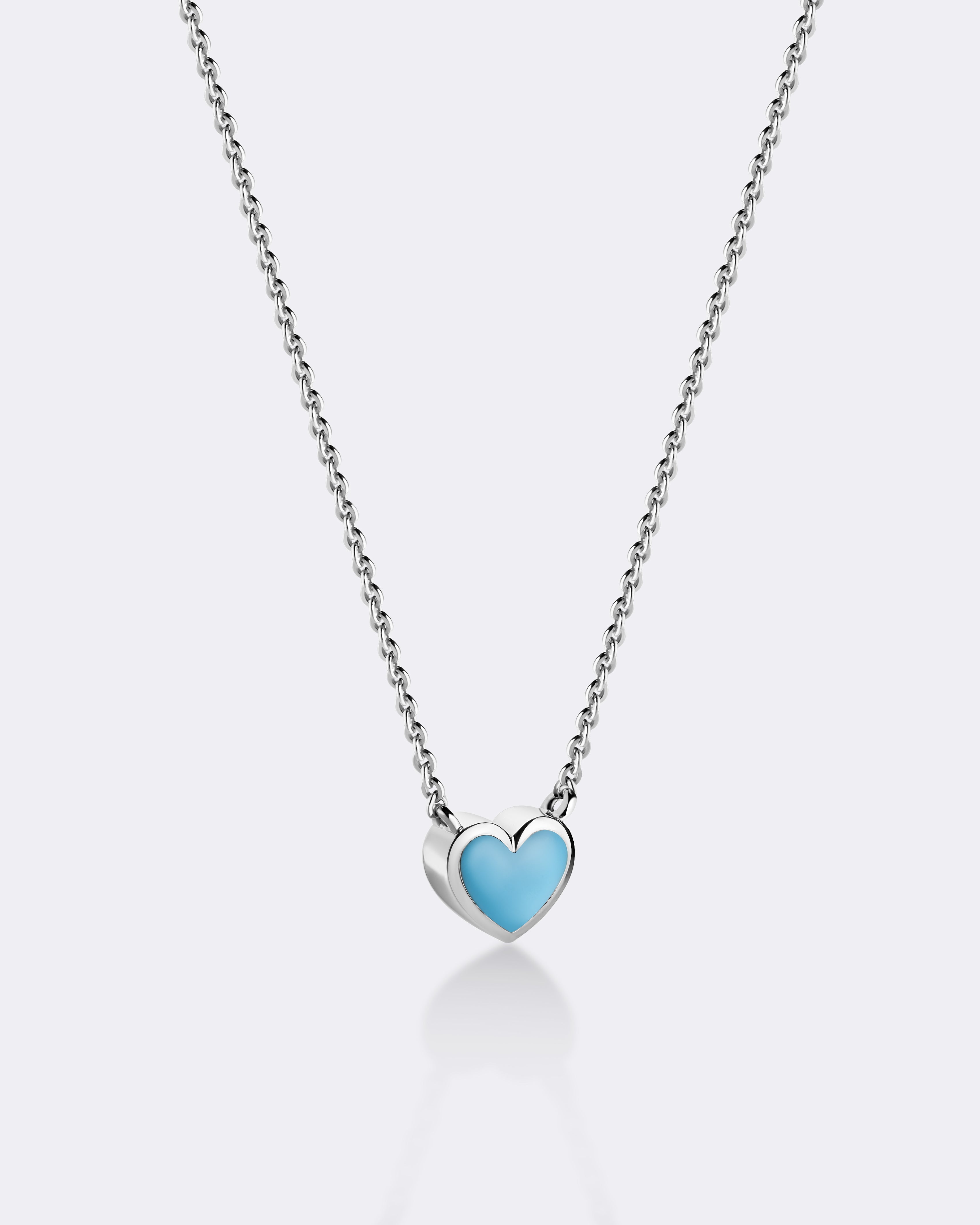 White gold Turquoise heart necklace