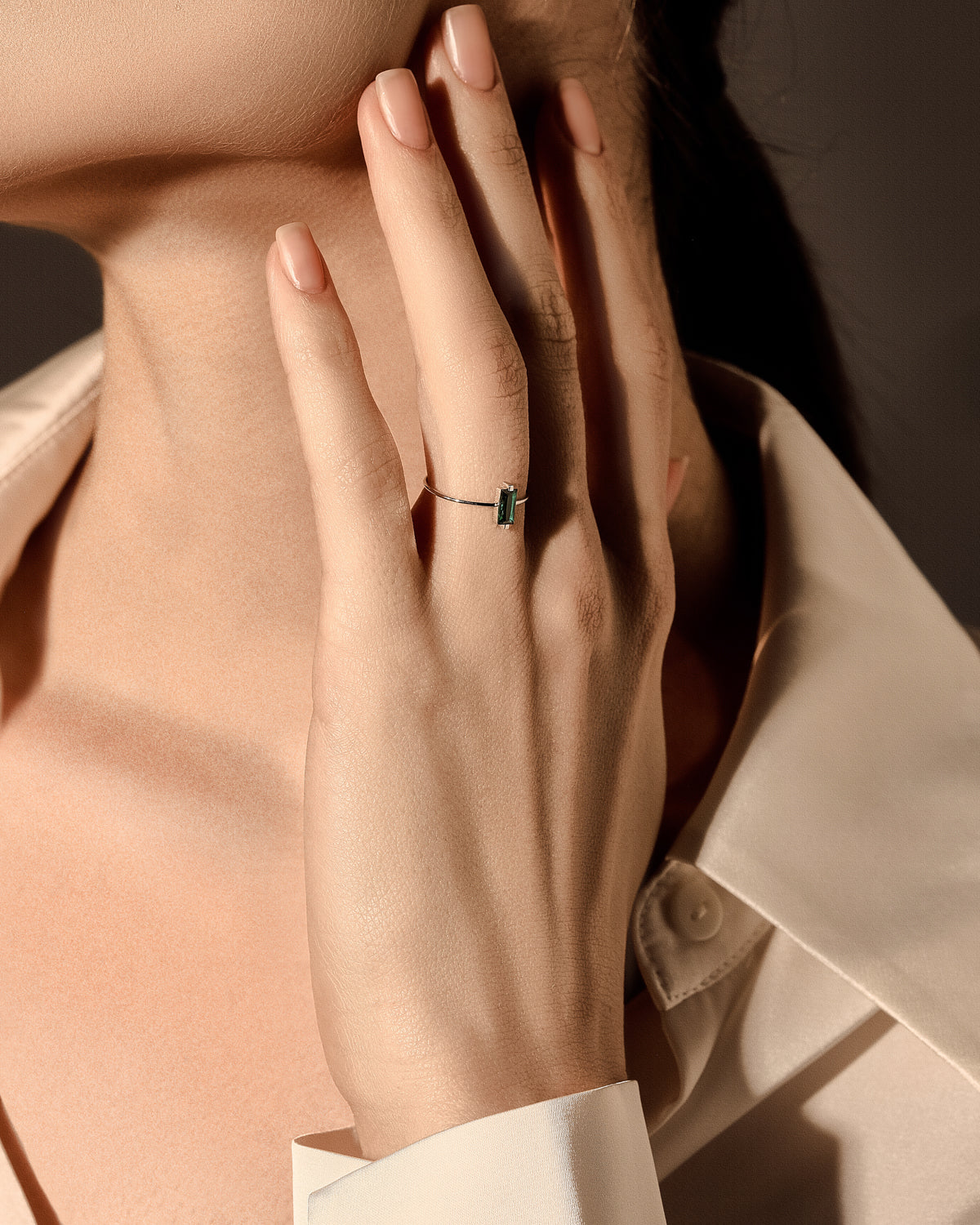 White gold My color emerald ring