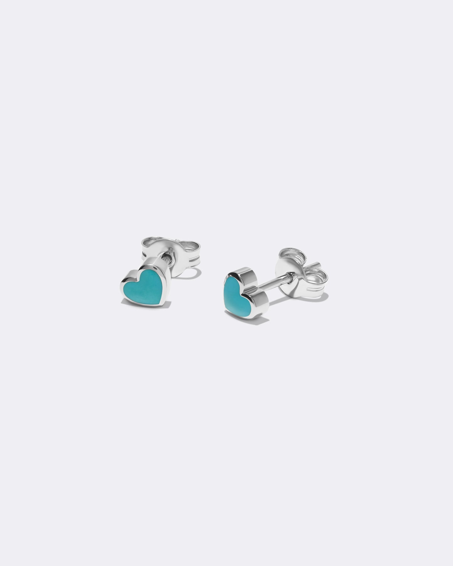 Boucles d'oreilles cœur turquoise en or blanc