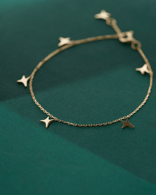 Yellow gold AUMI stars bracelet