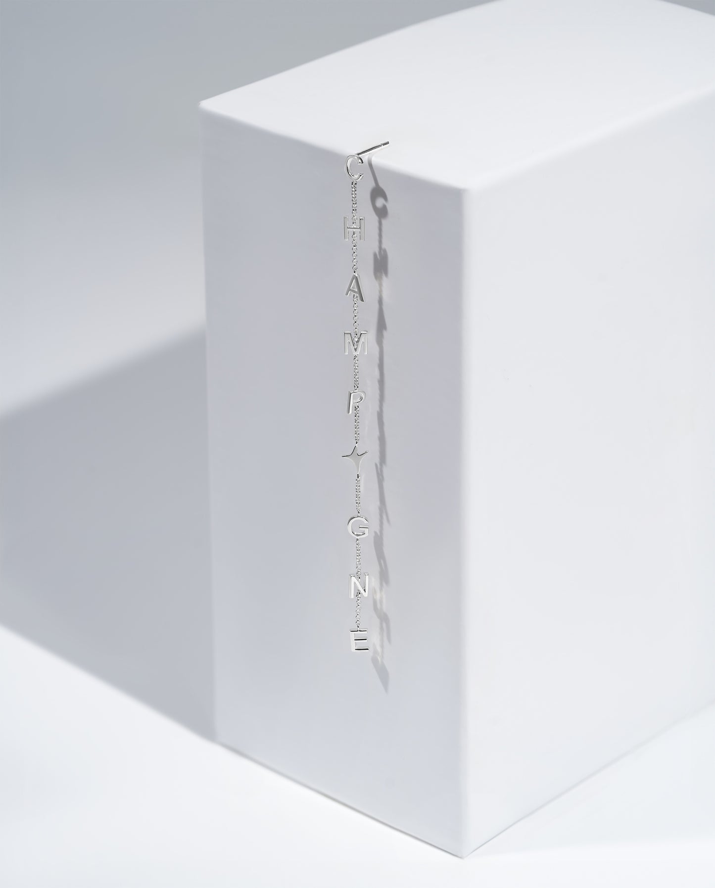 White gold CHAMPAGNE mono-earring