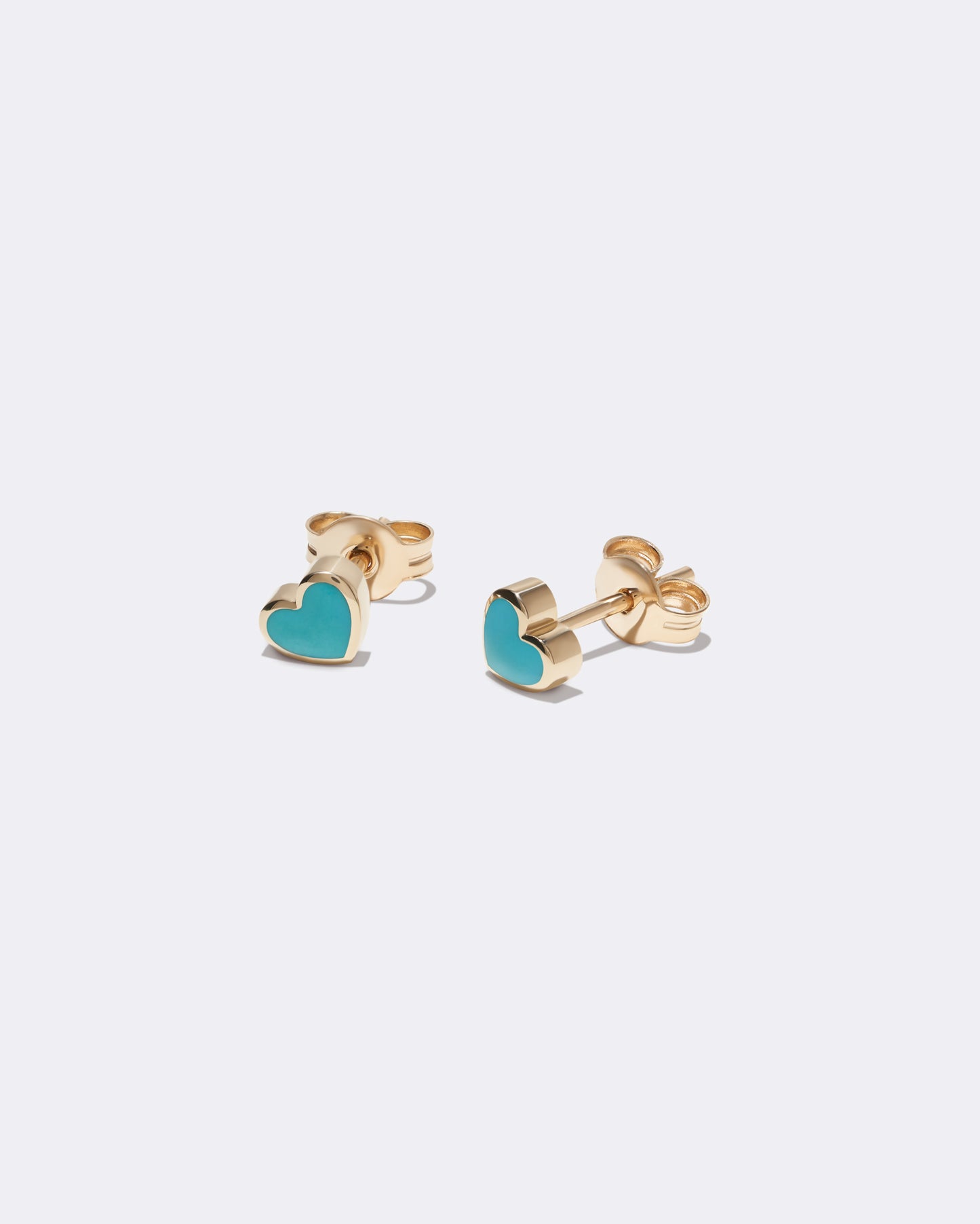 Yellow gold Turquoise heart earrings