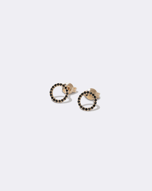 Yellow gold Little Black Dress earrings with black spinel