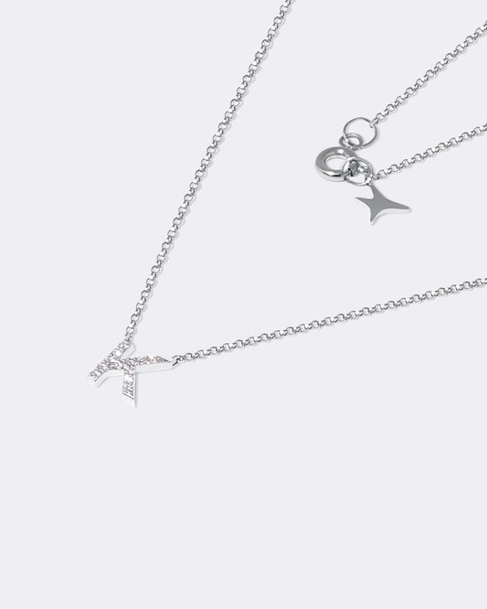 Collier Lettres en Diamant et Or Blanc