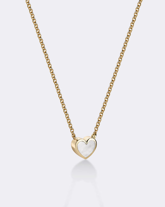 Collar de corazón de perla en oro amarillo 