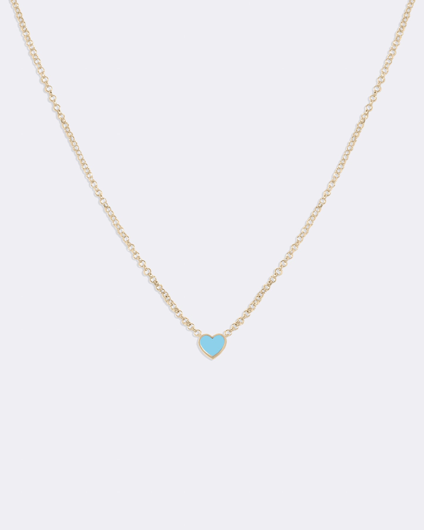 Yellow gold Turquoise heart necklace