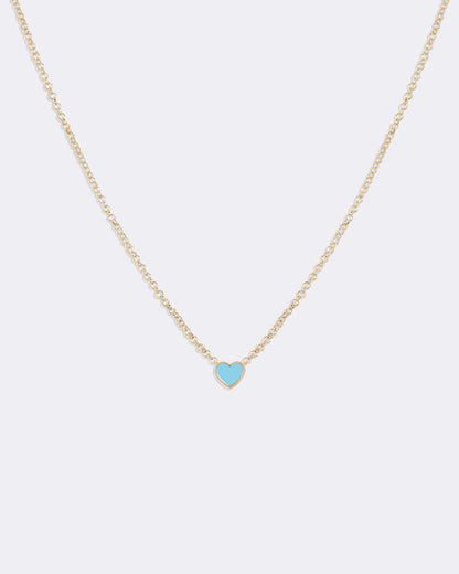 Yellow gold Turquoise heart necklace