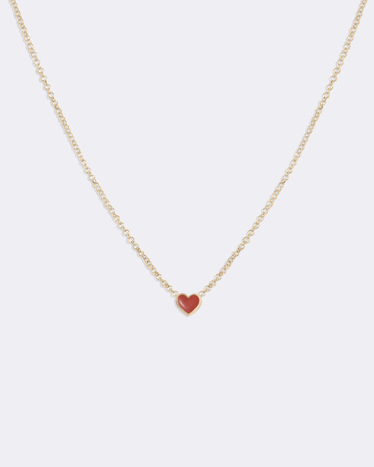 Yellow gold Coral heart necklace