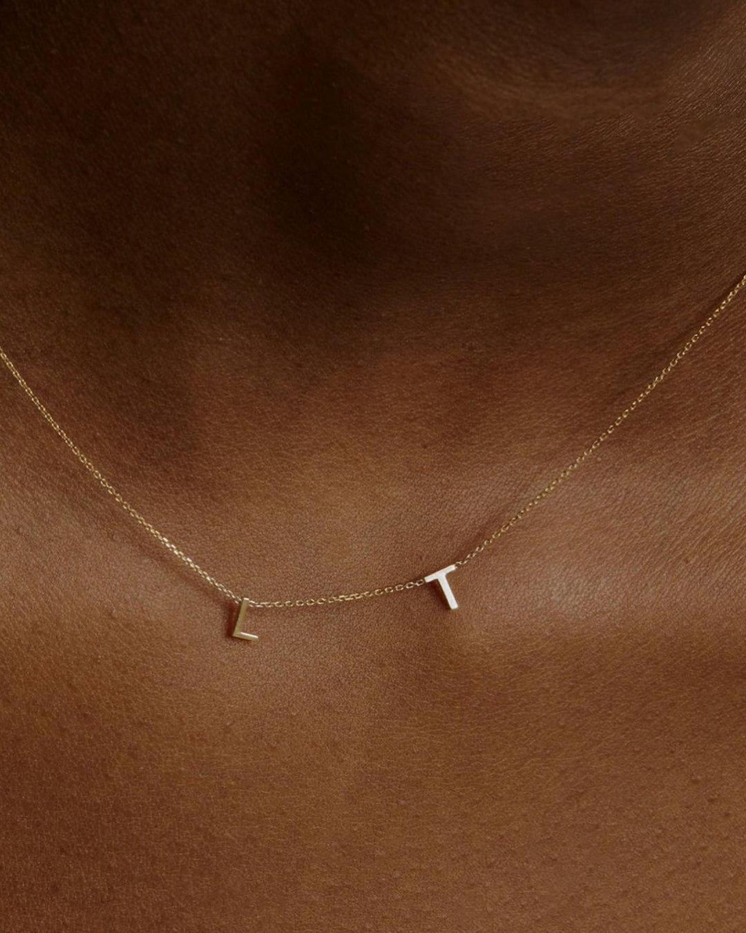 Collier lettres en or jaune