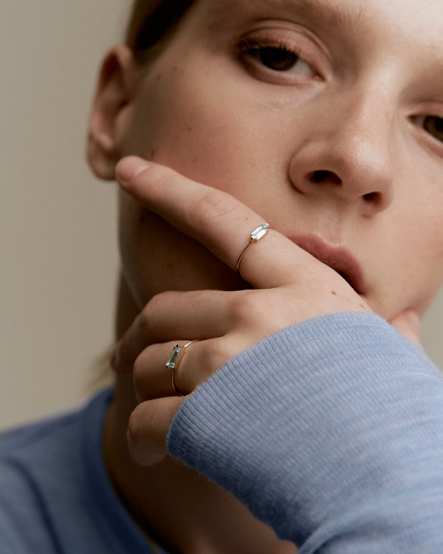 Yellow gold My color sky topaz ring