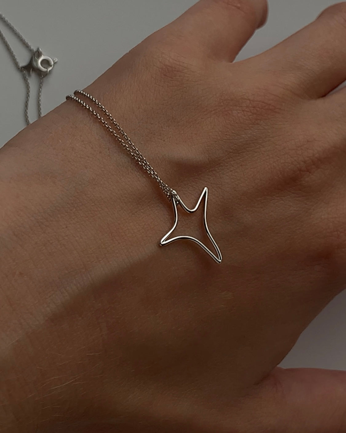 White gold Big aumi star necklace