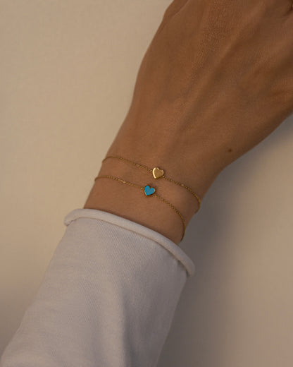 Yellow gold Turquoise heart bracelet