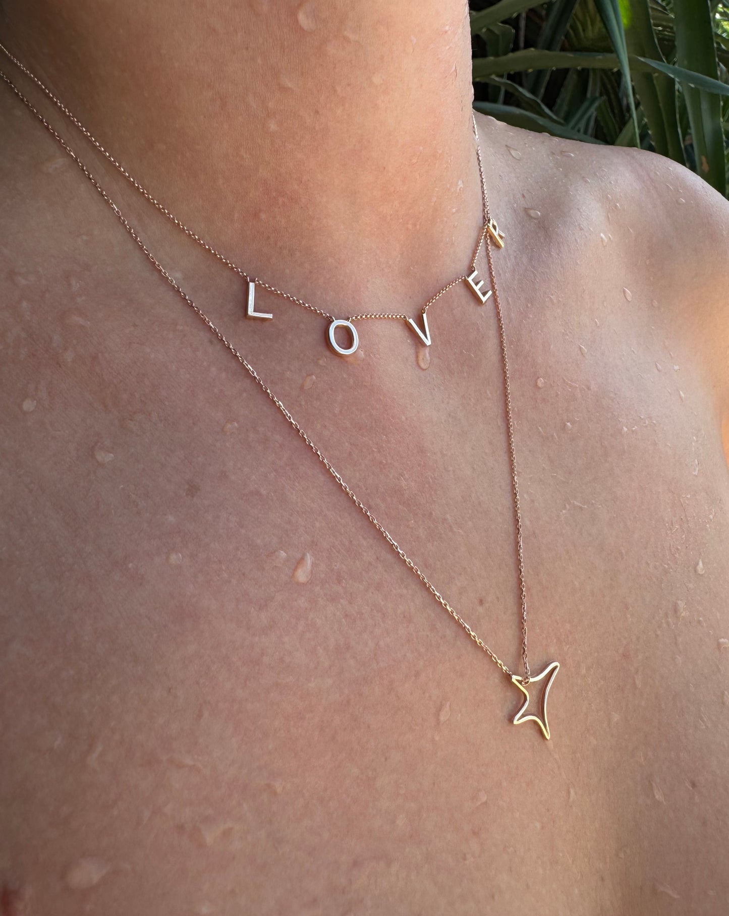 Rose gold Big aumi star necklace