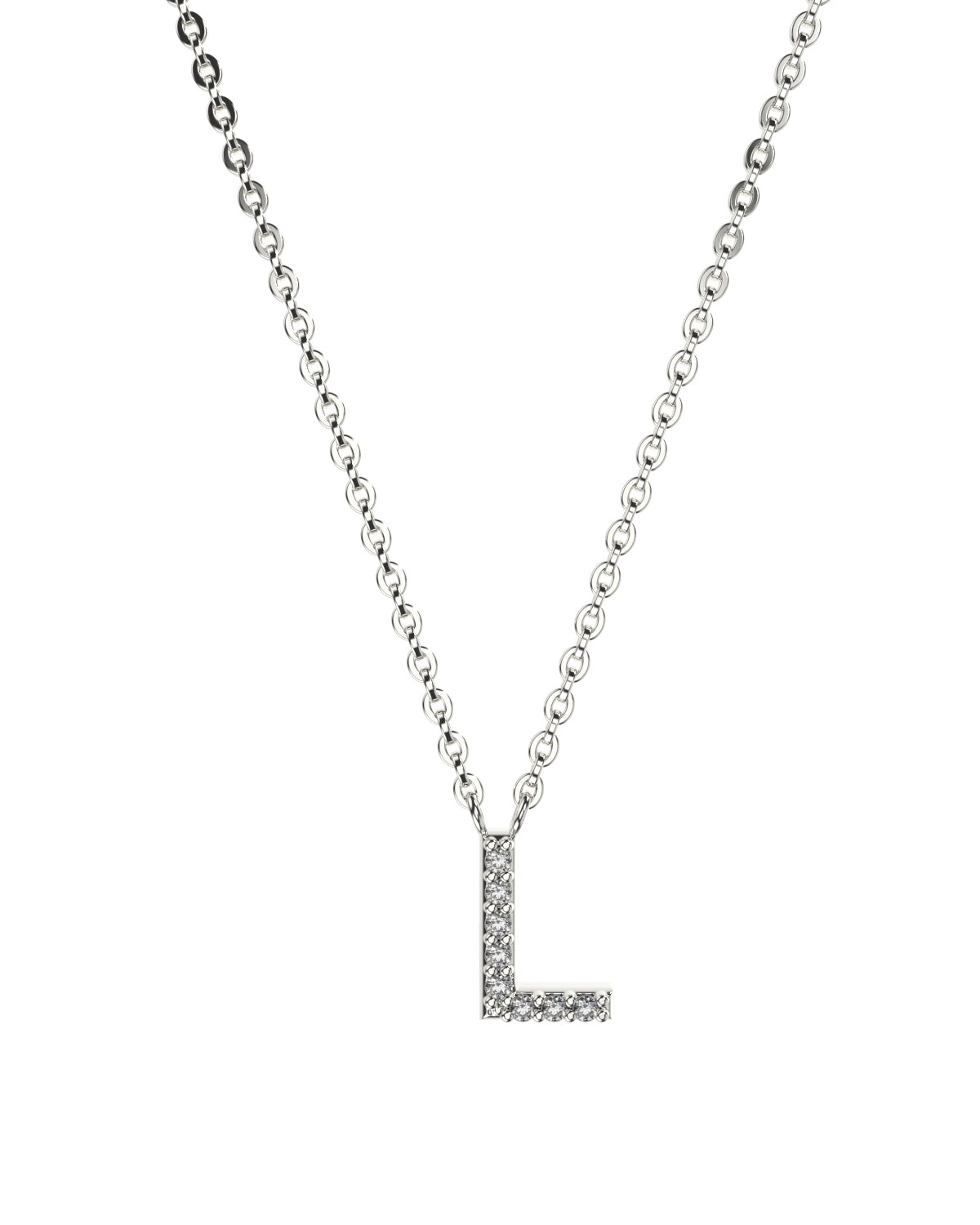 Collier Lettres en Diamant et Or Blanc