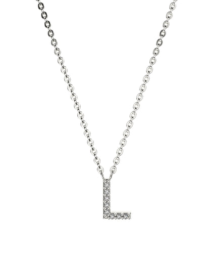 Collier Lettres en Diamant et Or Blanc