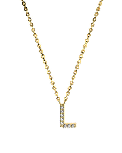 Yellow gold Diamond Letters necklace