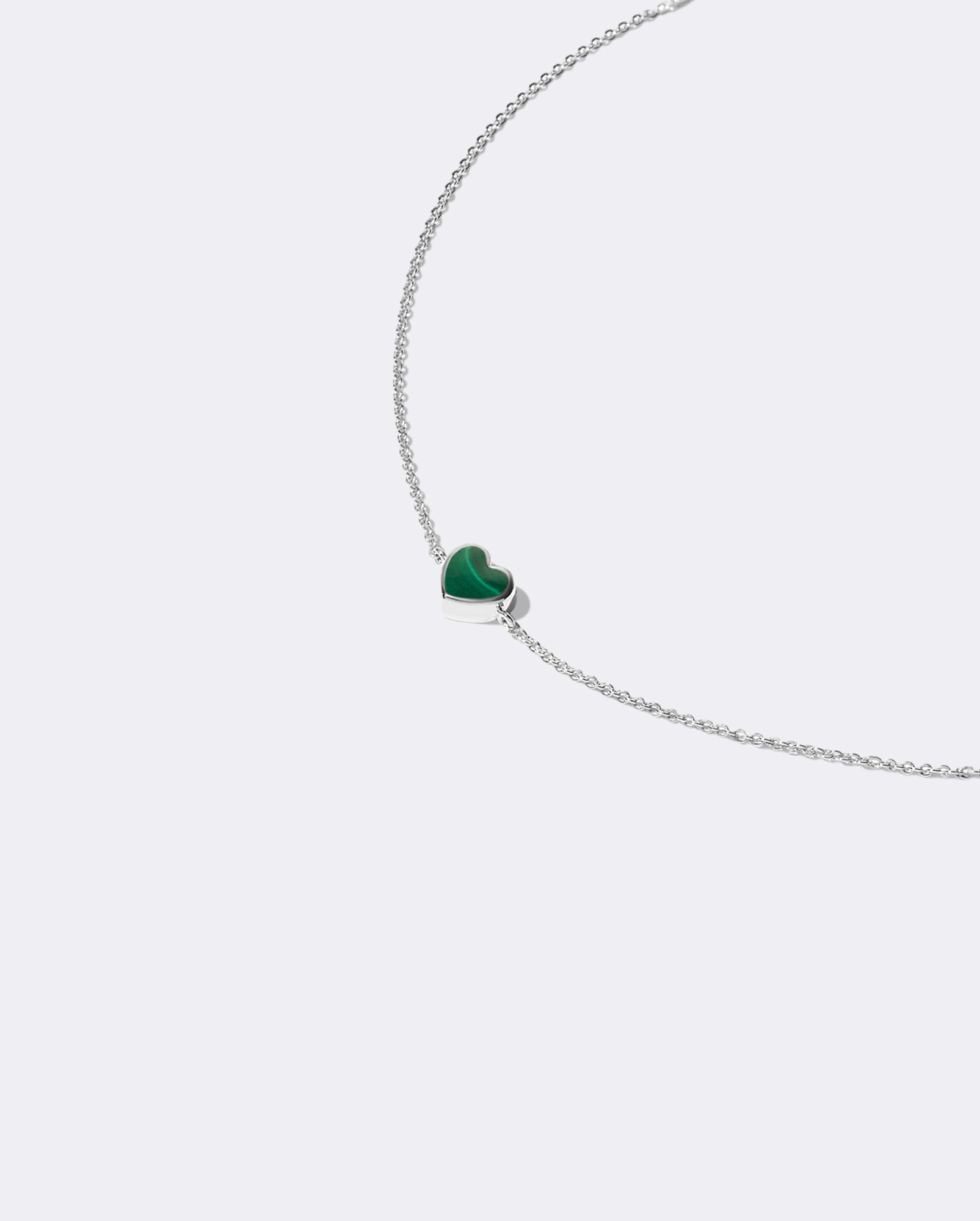 White Gold Malachite Heart Bracelet