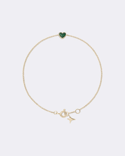 Yellow gold Malachite heart bracelet