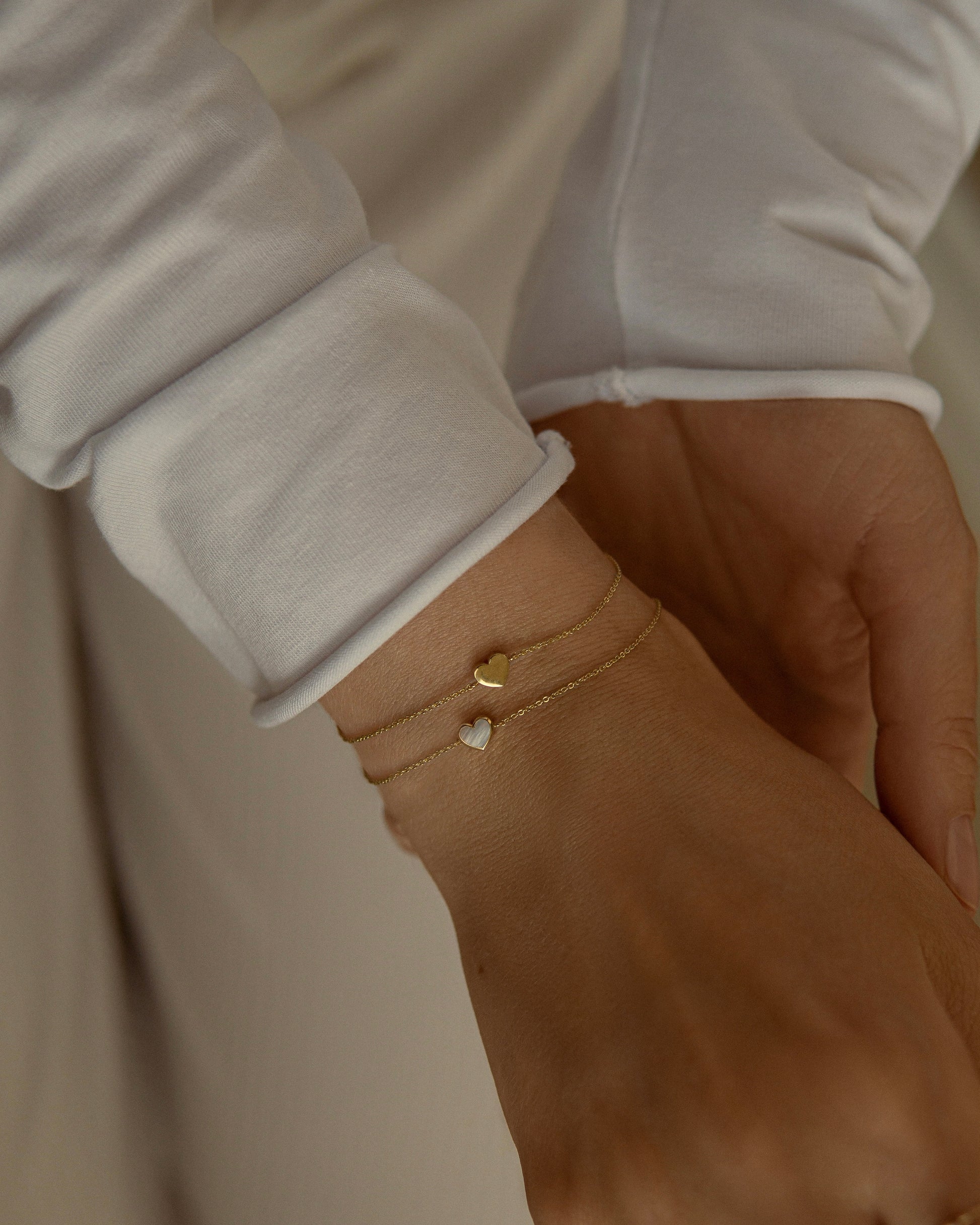 Yellow gold Pearl heart bracelet