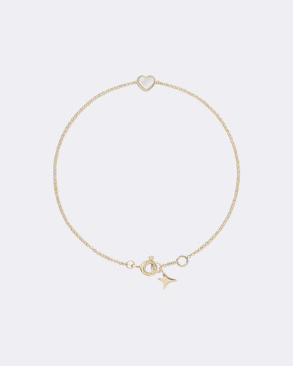 Yellow gold Pearl heart bracelet
