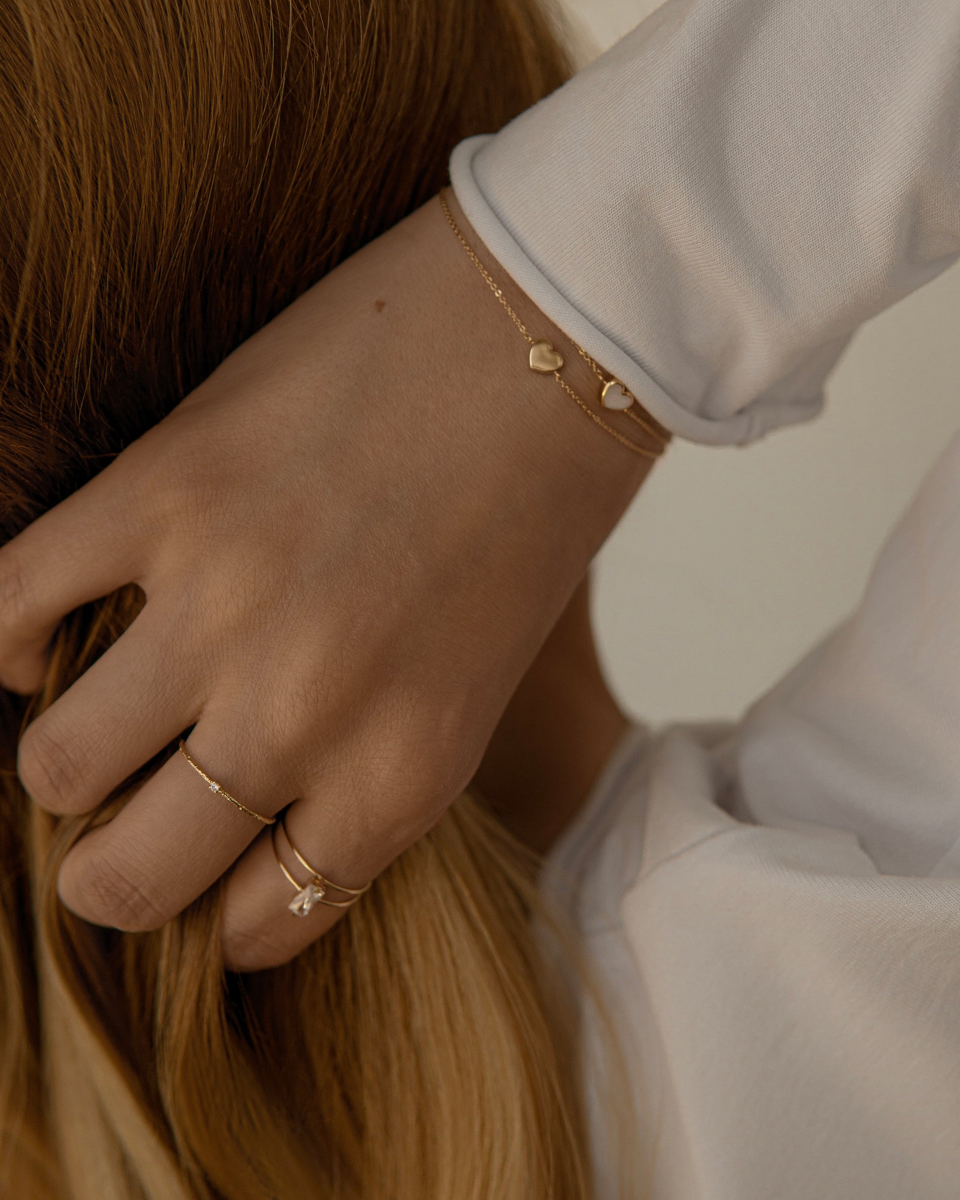 Yellow gold Pearl heart bracelet
