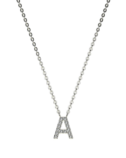 Collier Lettres en Diamant et Or Blanc