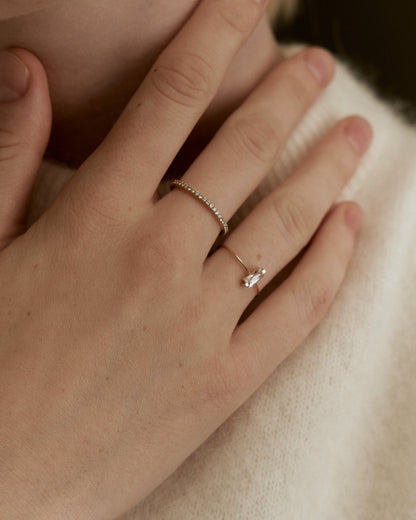 Bague en or jaune Mon couleur topaze blanche