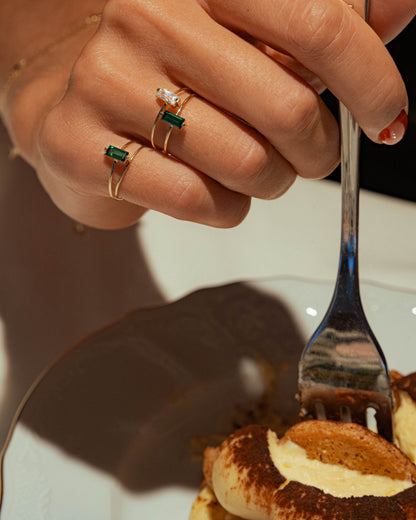 Bague en or jaune Mon couleur topaze blanche