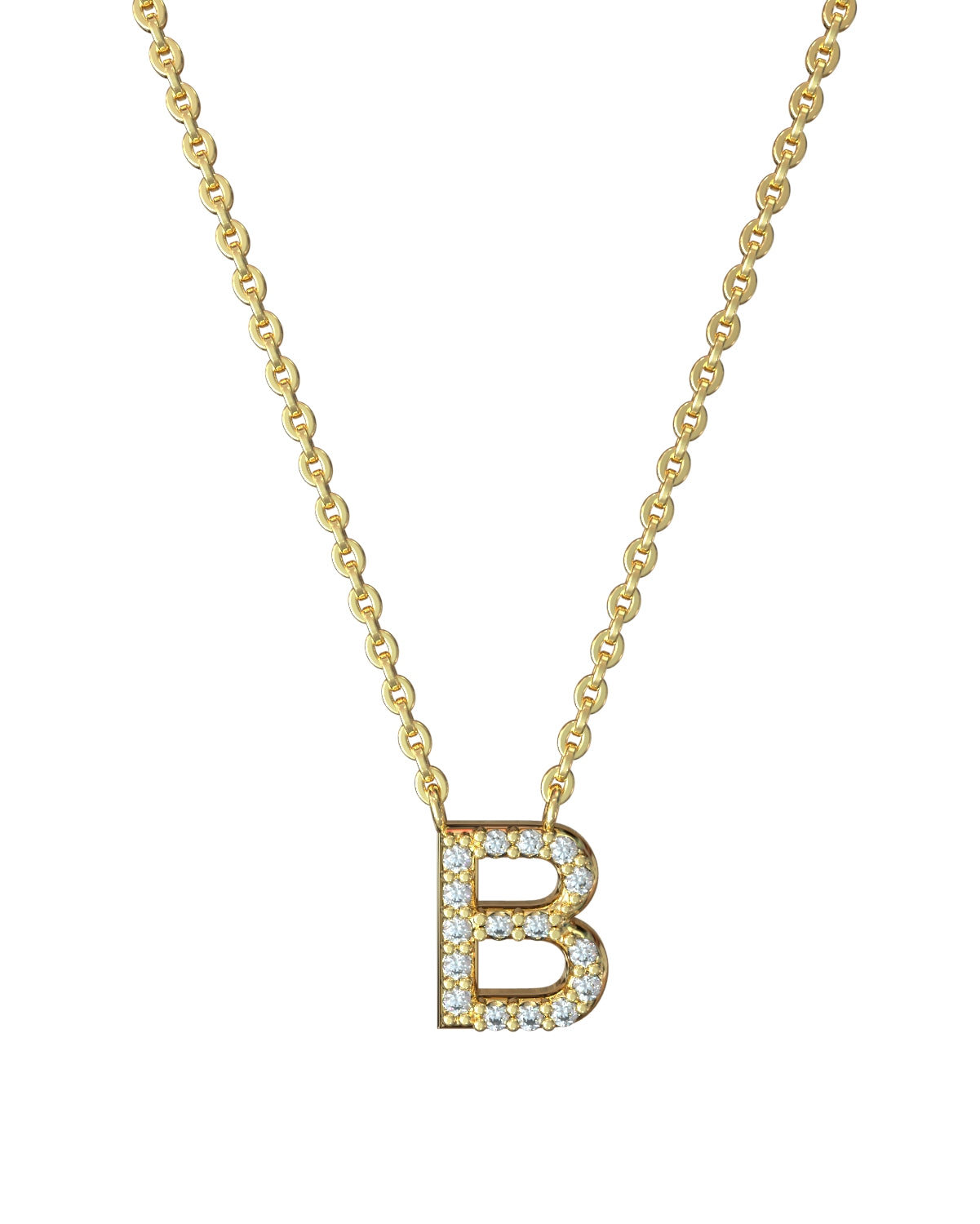 Collar de letras de diamantes en oro amarillo