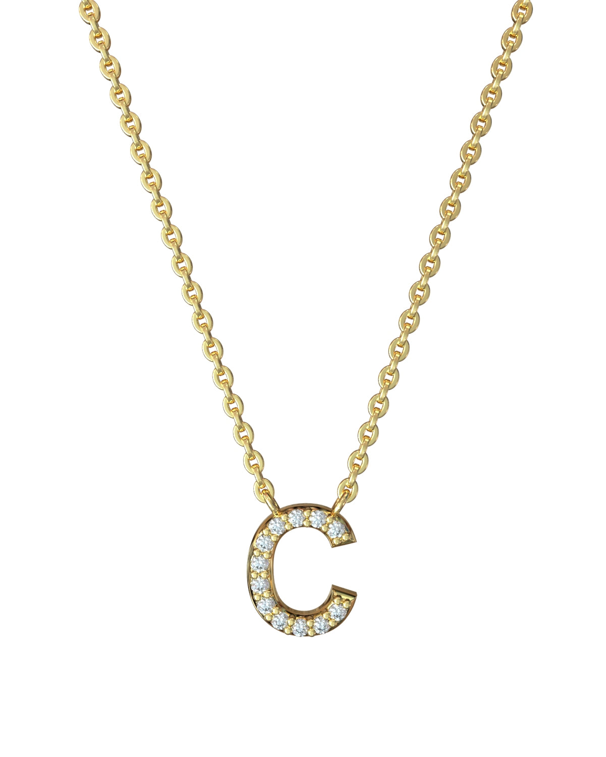 Collar de letras de diamantes en oro amarillo