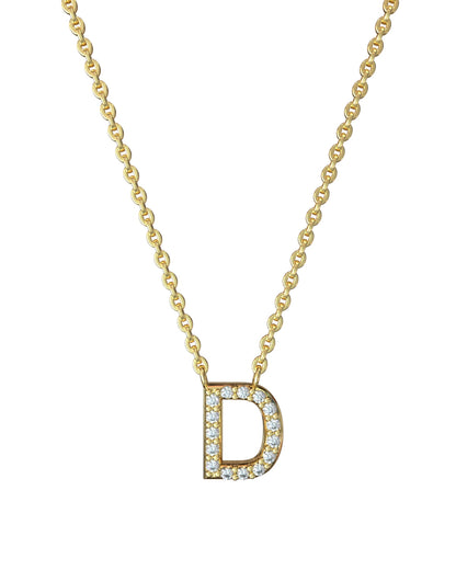 Collar de letras de diamantes en oro amarillo