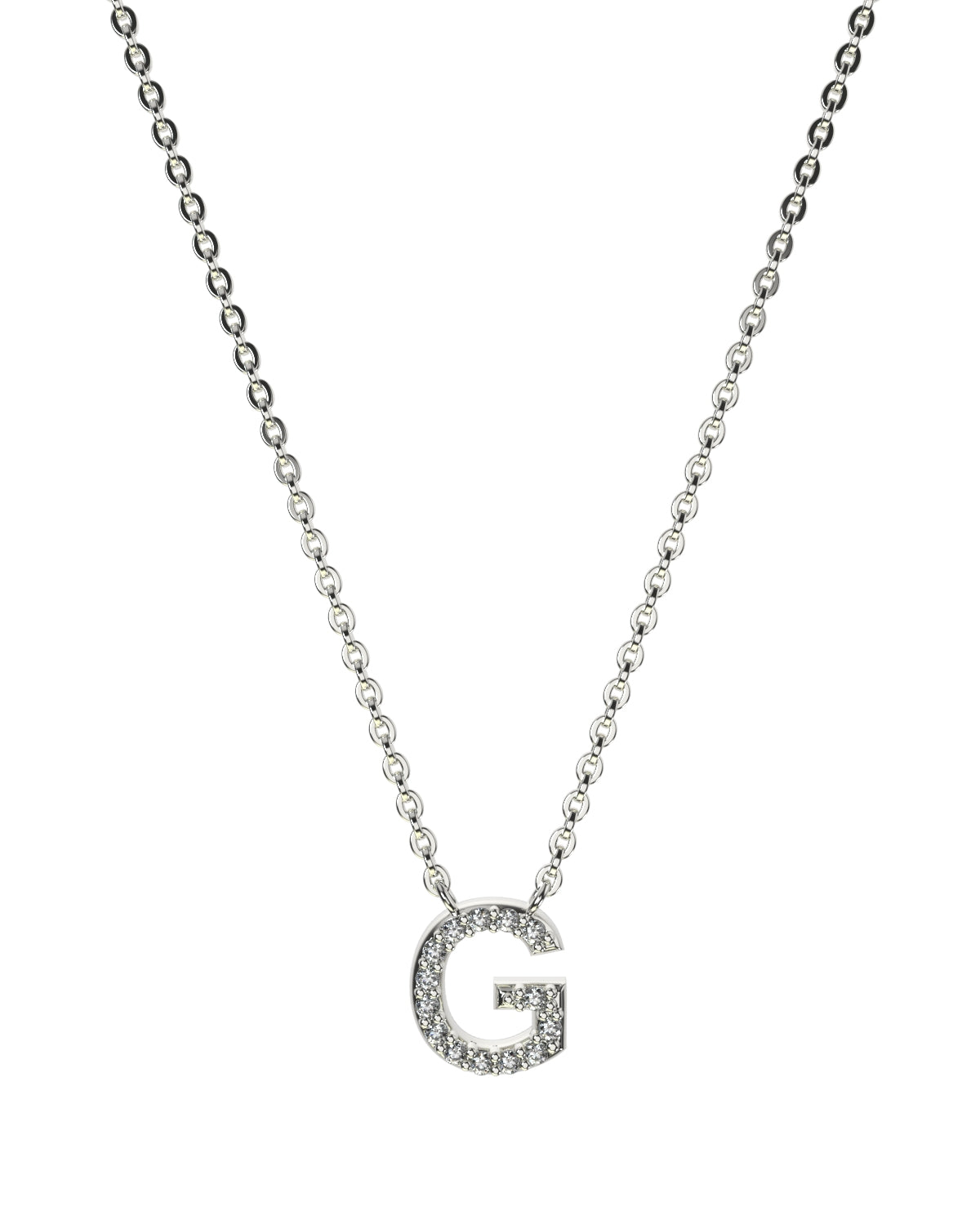 Collier Lettres en Diamant et Or Blanc