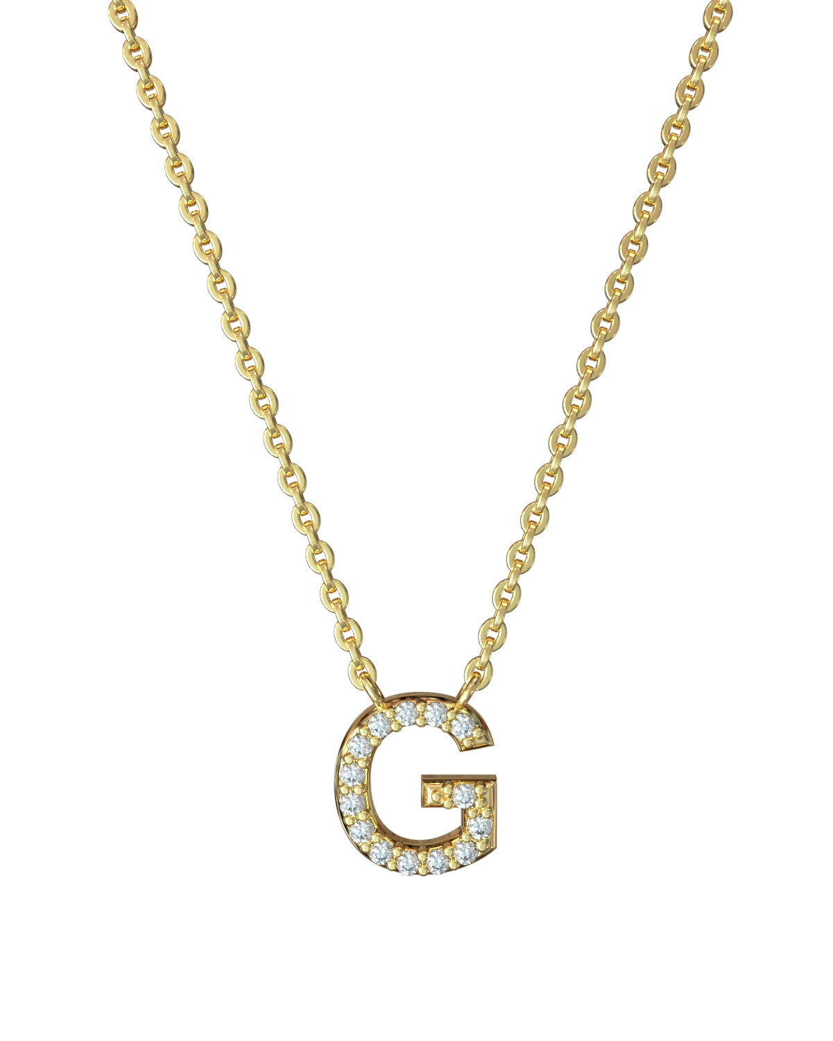 Collar de letras de diamantes en oro amarillo