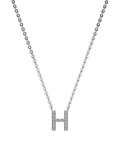 Collier Lettres en Diamant et Or Blanc