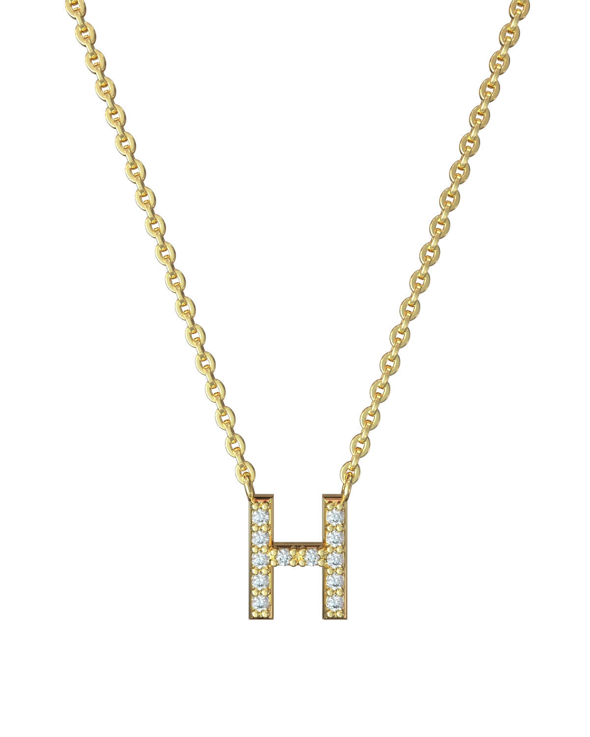 Yellow gold Diamond Letters necklace